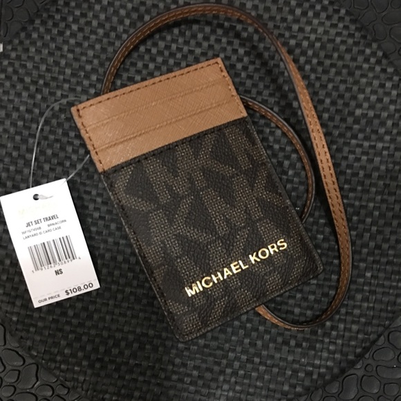michael kors id lanyard badge holder